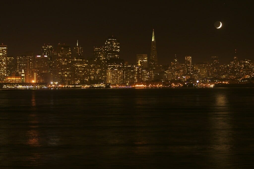 San Francisco Nightscape with Moon San Francisco Nightscape with Moon