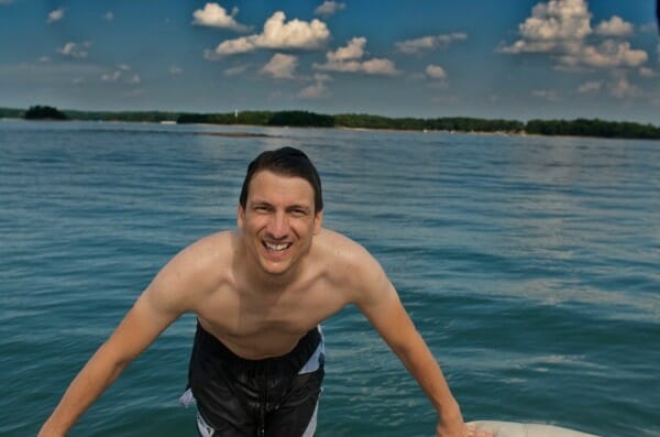 Christoph entering the boat
